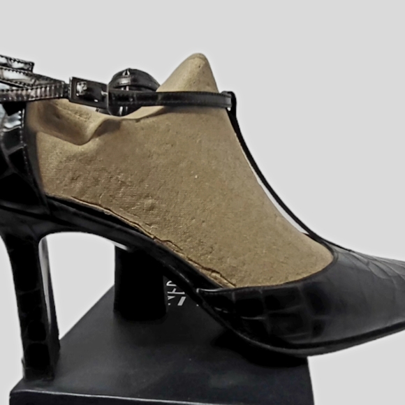 Stuart Weitzman Brown Croc Embossed Leather Heels Size 9 - Picture 12 of 13